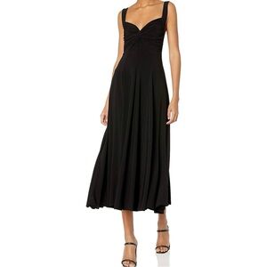 norma kamali flared mid-calf dress, black, xxs